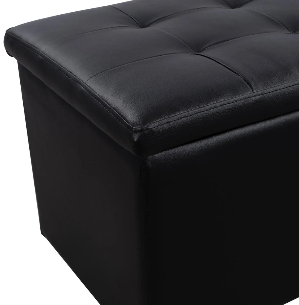 Σκαμπό TRISCUBE με Αποθηκευτικό χώρο και PU Μαύρο 121x51.5x50Υ εκ. 121x51.5x50 εκ.