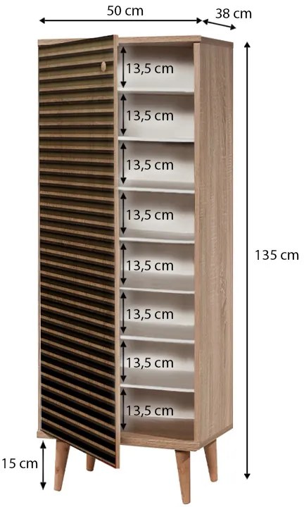 Παπουτσοθήκη - Ντουλάπι Soho Megapap χρώμα sonoma 50x38x135εκ.