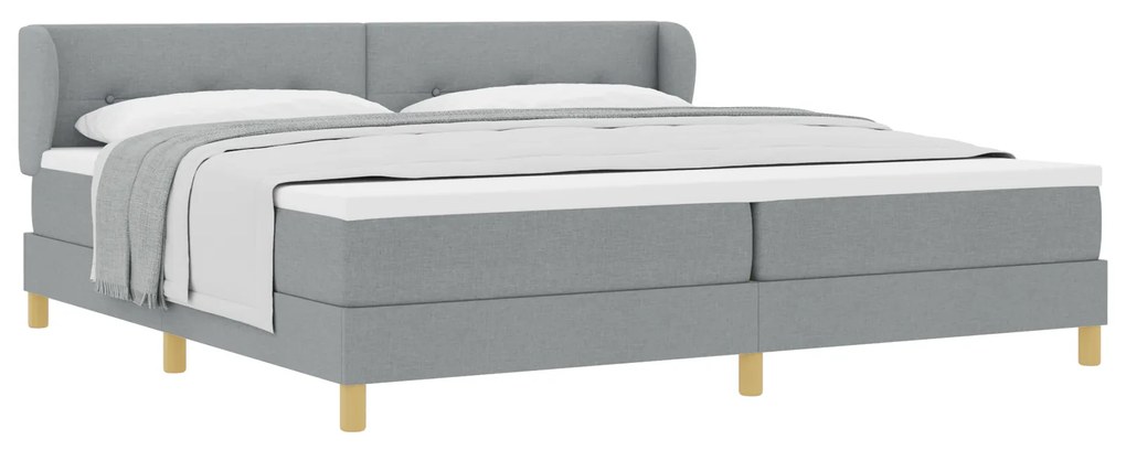 vidaXL Κρεβάτι Box Spring με Στρώμα Ανοιχτό Γκρι 200x200 εκ. Υφάσματος