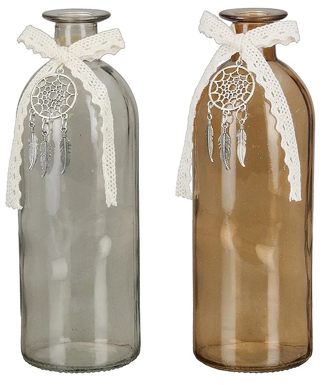 Βάζο ArteLibre Μπουκάλι Γυαλί 7x20.5cm Σε 2 Χρώματα-05160529
