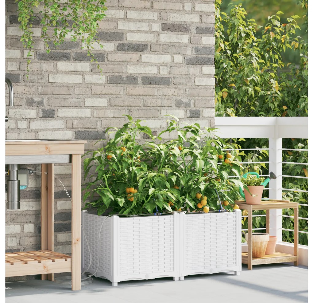 vidaXL Γλάστρες Κήπου 1 τεμ Λευκό 80 x 40 x 37.5 cm Πλαστικό