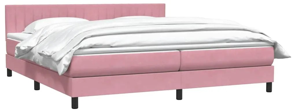 vidaXL Κρεβάτι Boxspring με Στρώμα Ροζ 180x210 εκ. Βελούδινο