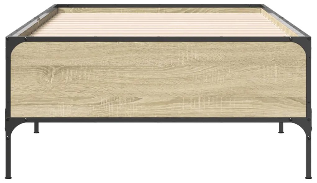 vidaXL Πλαίσιο Κρεβατιού Sonoma Δρυς 75 x 190 εκ. Επεξ. Ξύλο &amp; Μέταλλο