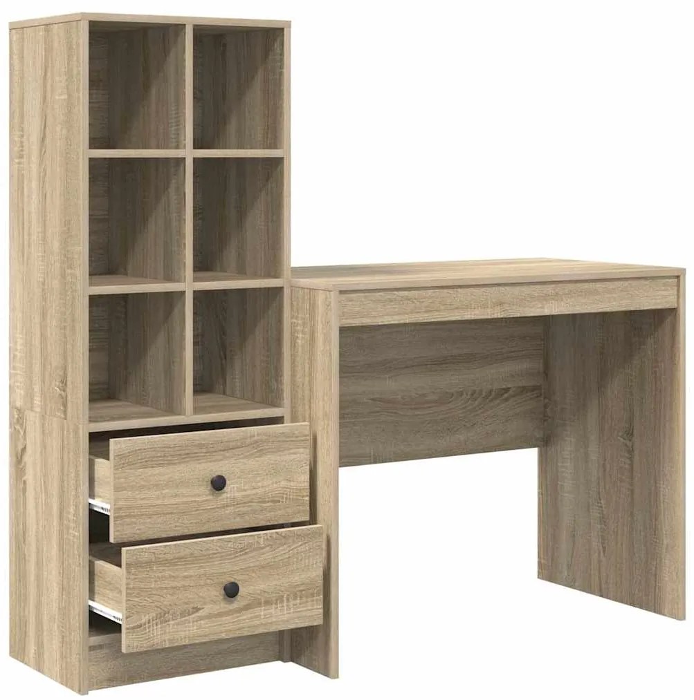 vidaXL Γραφείο με αποθηκευτικό χώρο 2 pcs Δρύς Sonoma 90 x 50 x 76 εκ.