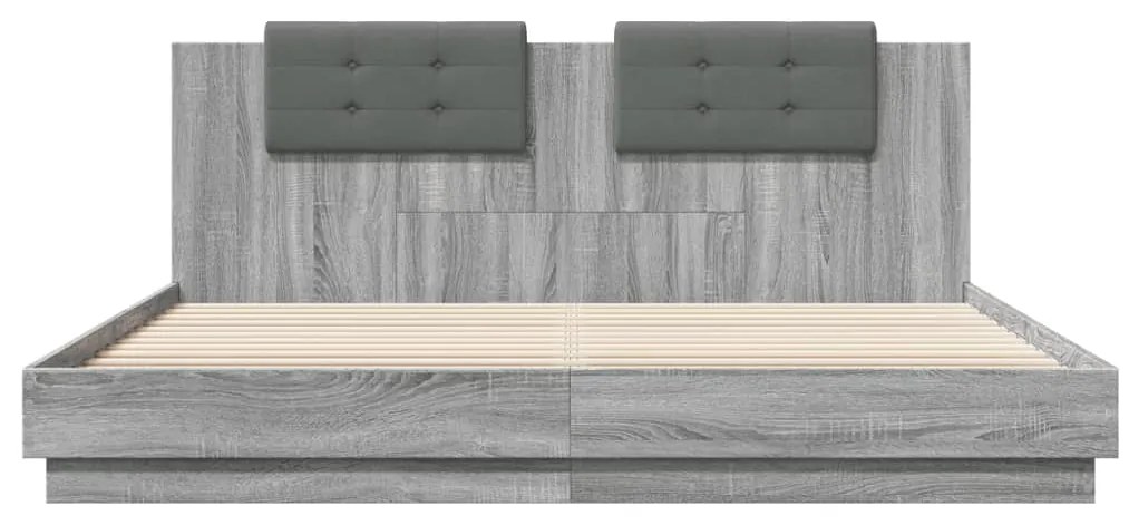 vidaXL Πλαίσιο Κρεβατιού με Κεφαλάρι Γκρι Sonoma 180x200εκ. Επεξ. Ξύλο