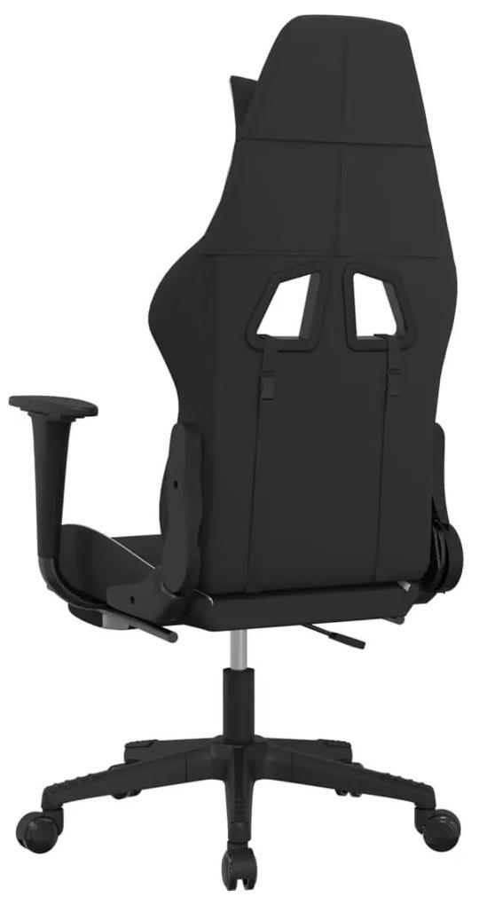 Καρέκλα Gaming Μαύρο/Λευκό Ύφασμα με Υποπόδιο - Μαύρο