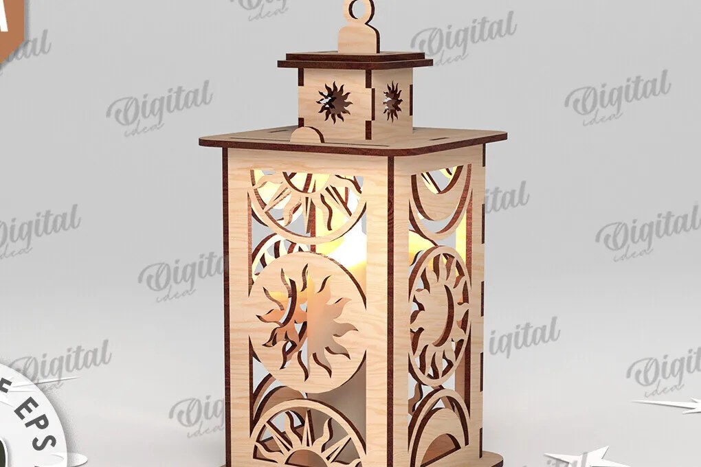 Σετ των 2 Intra απο ξύλο plywood 3mm-4mm πάχος 3D Celestial Lantern Δίασταση 30x20 cm INTRAFABR-110839028
