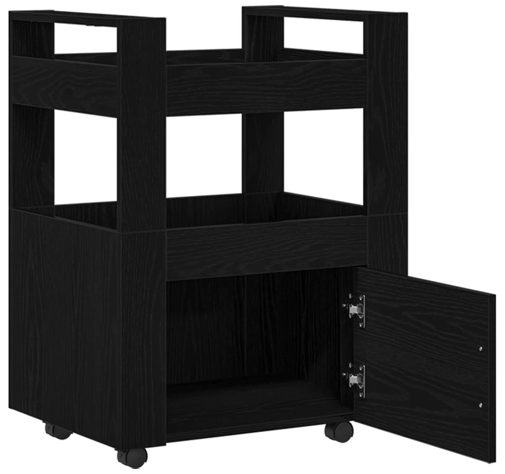 vidaXL Κουζίνα Τροχαλία Μαύρη Βελανιδιά 60x45x80 εκ Επεξεργασμένο Ξύλο