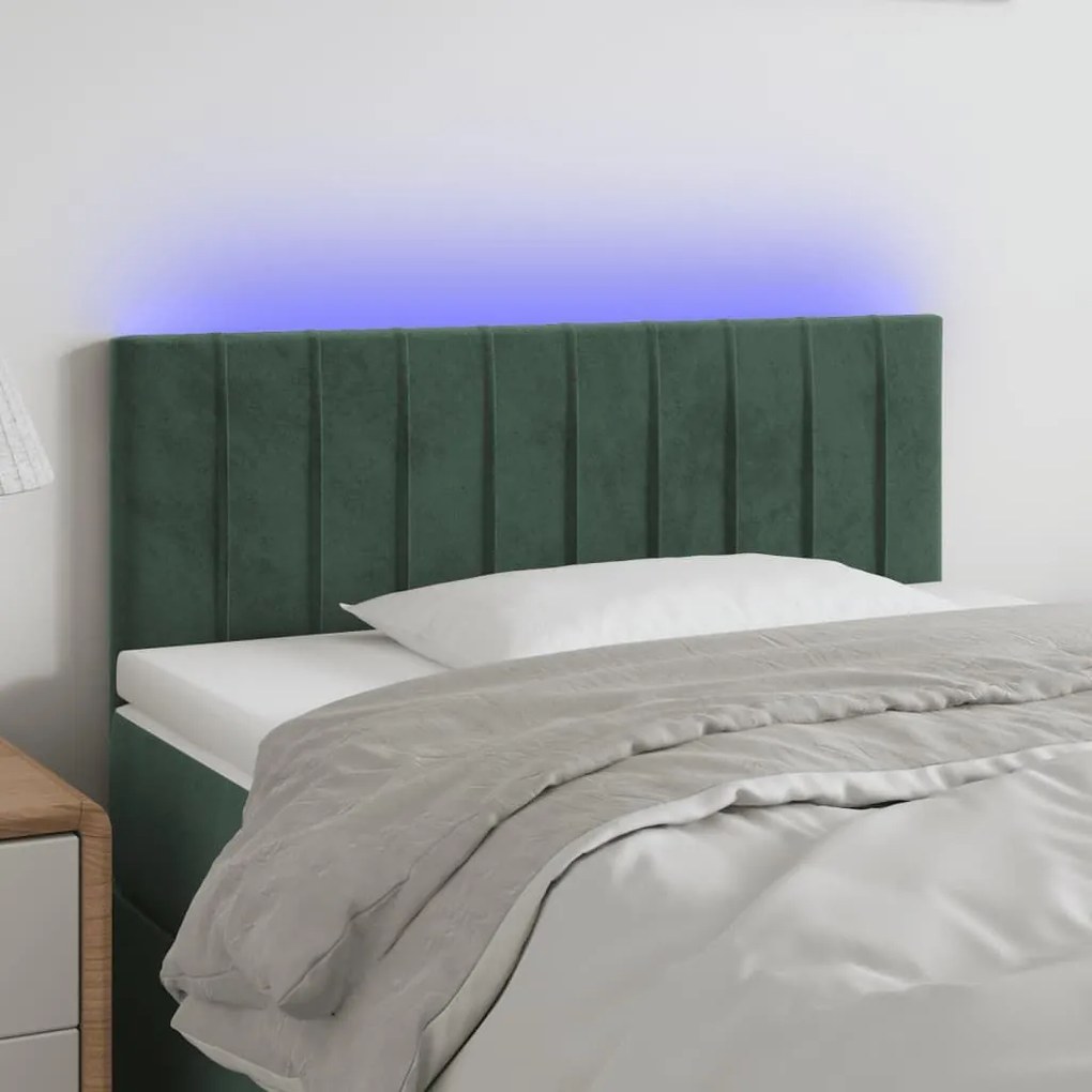 Κεφαλάρι Κρεβατιού LED Σκούρο Πράσινο 90x5x78/88 εκ. Βελούδινο 3121889