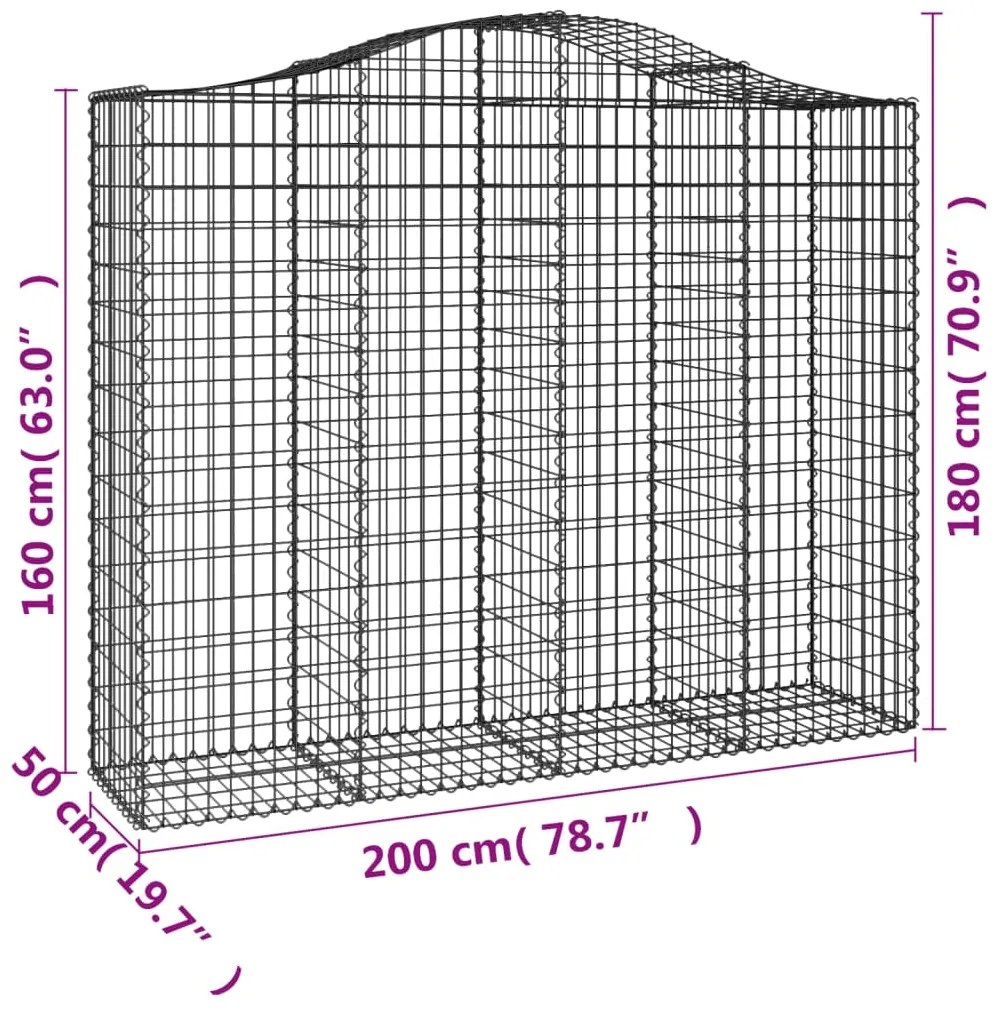 vidaXL Συρματοκιβώτια Τοξωτά 4 τεμ. 200x50x160/180 εκ. Γαλβαν. Ατσάλι