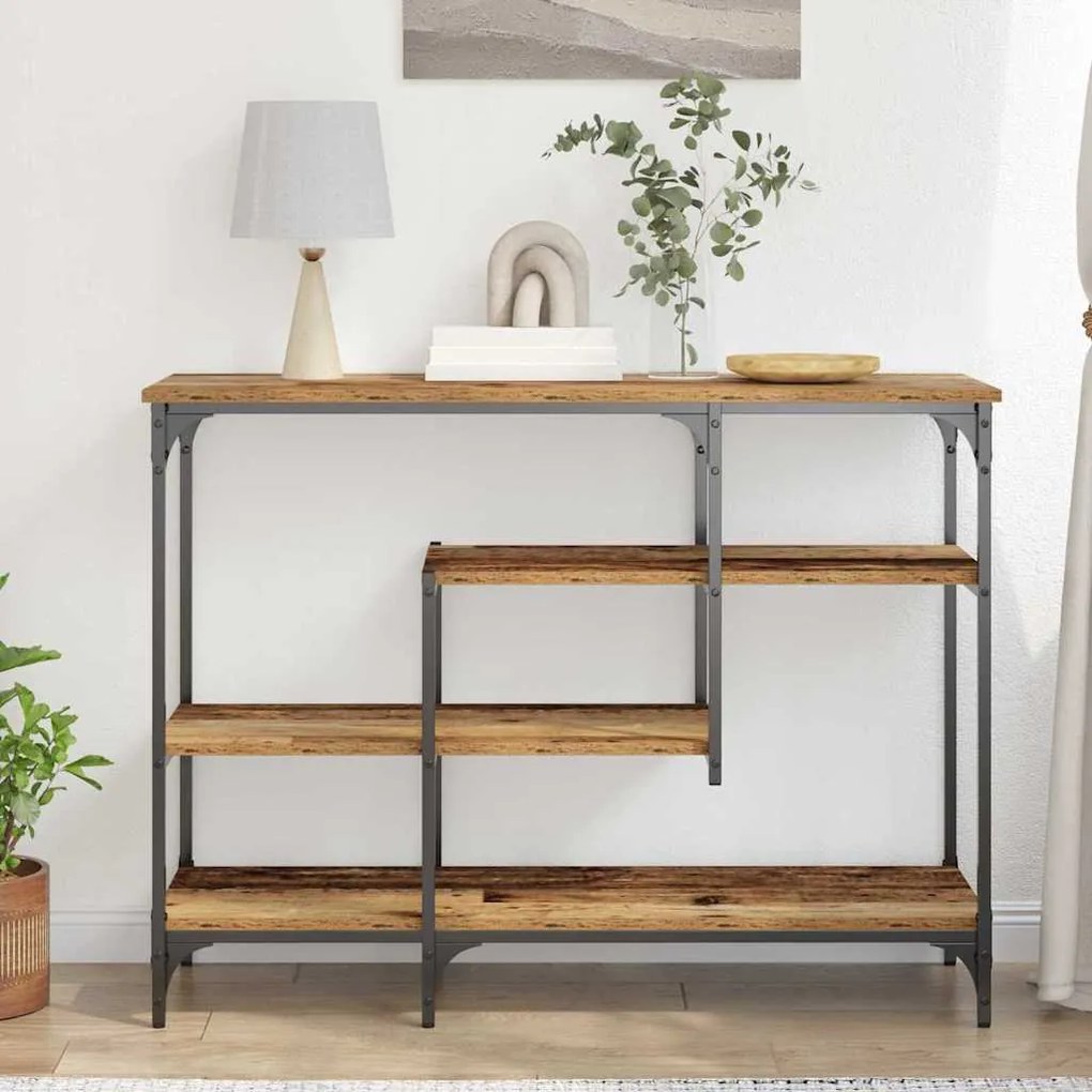 vidaXL Τραπέζι Κονσόλας με ράφι Παλαιό ξύλο 100 x 35 x 75 εκ.