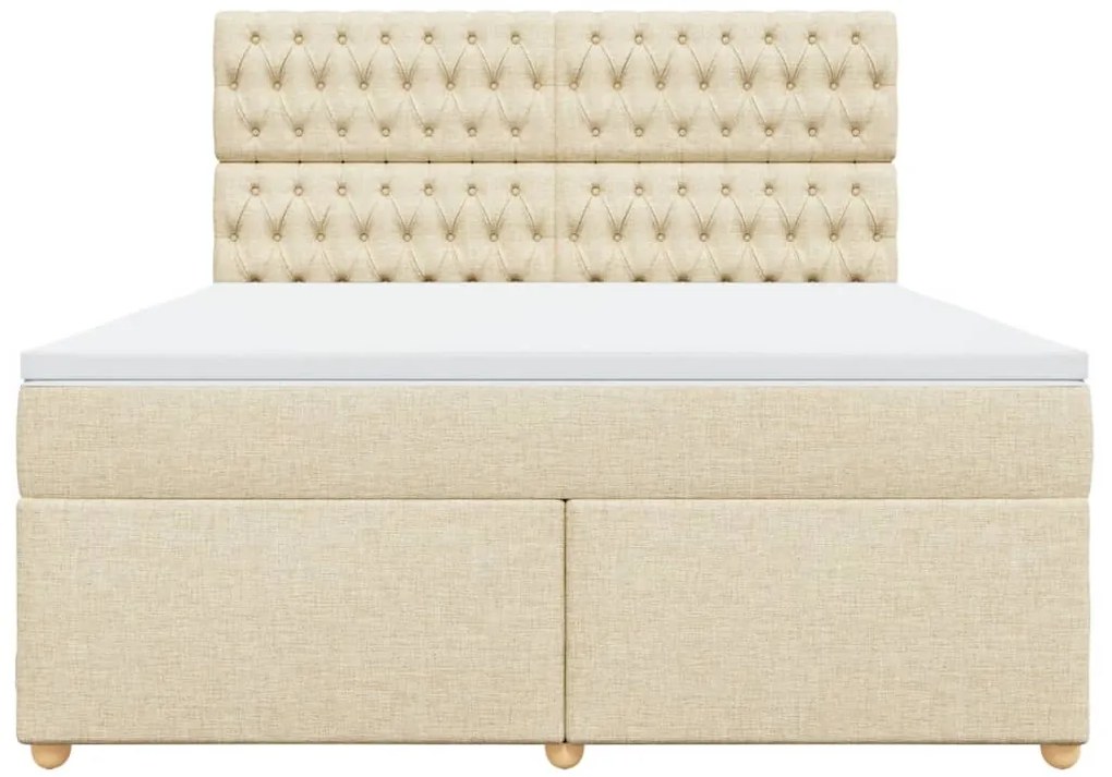 vidaXL Κρεβάτι Boxspring με Στρώμα Κρεμ 180x200 εκ. Υφασμάτινο