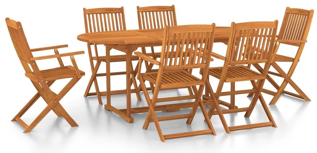 vidaXL Σετ Τραπεζαρίας Κήπου 7 Τεμαχίων 180x90x75 εκ. Μασίφ Ακακία