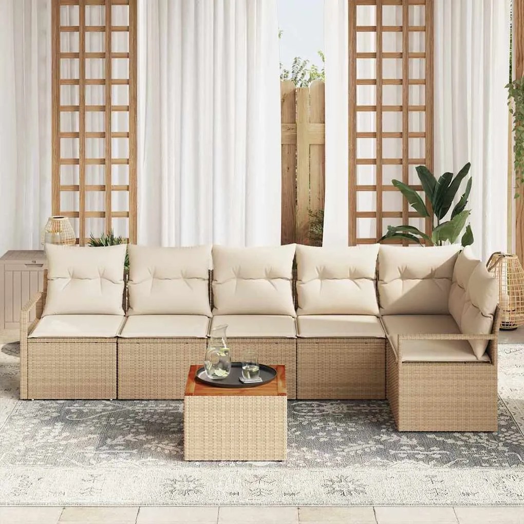 vidaXL Σετ Καναπέ Κήπου 7 pcs Beige, λευκό