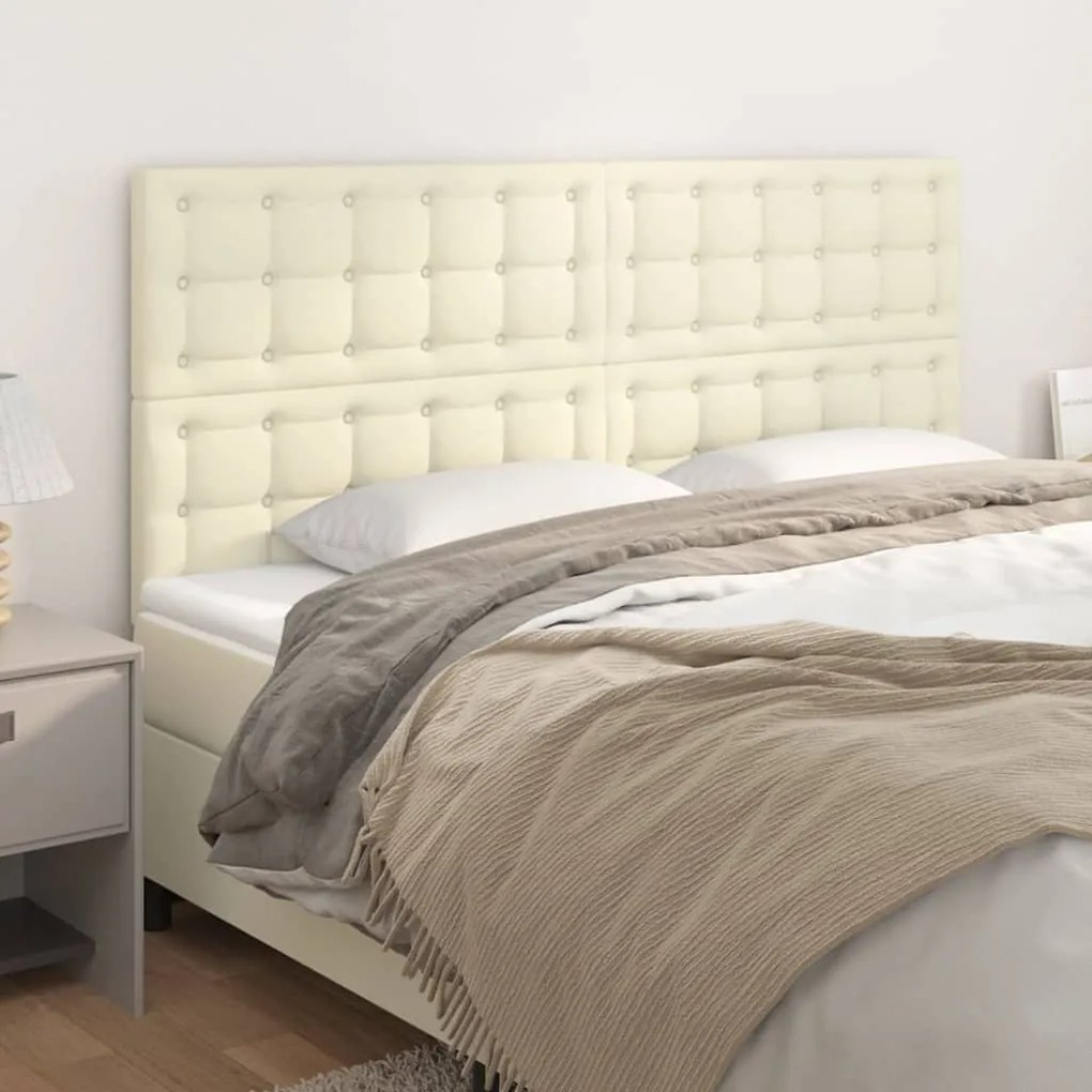 vidaXL Κεφαλάρια Κρεβατιού 4 τεμ Κρεμ 90x5x78/88 εκ. Συνθετικό Δέρμα
