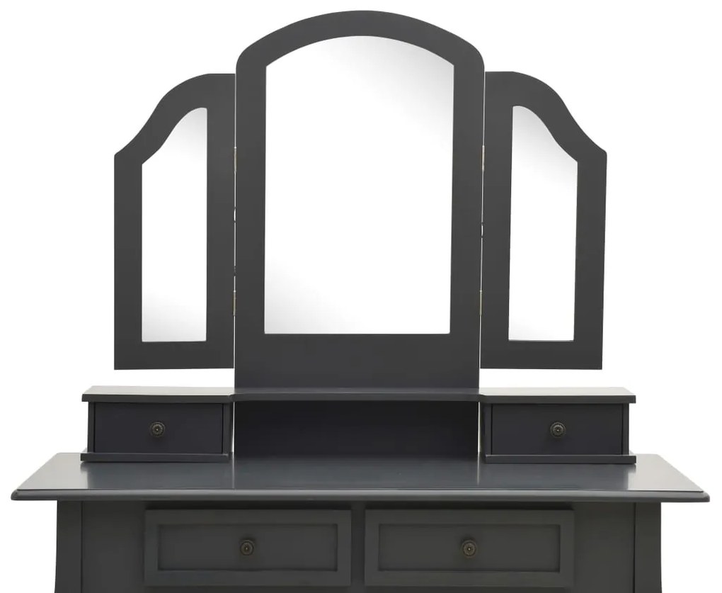 vidaXL Μπουντουάρ με Σκαμπό Γκρι 100 x 40 x 146 εκ. Ξύλο Παυλώνιας