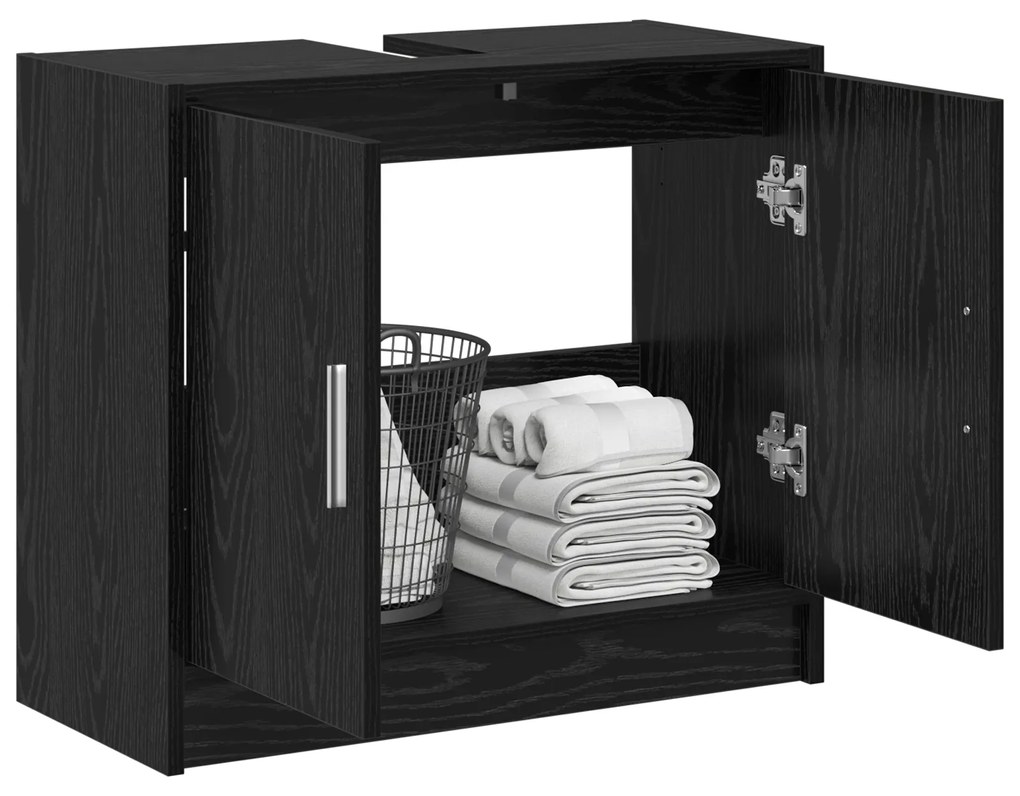 vidaXL Ντουλάπι Νιπτήρα  Μαύρου Δρυός 63x29x55 εκ. Επεξεργασμένο Ξύλο