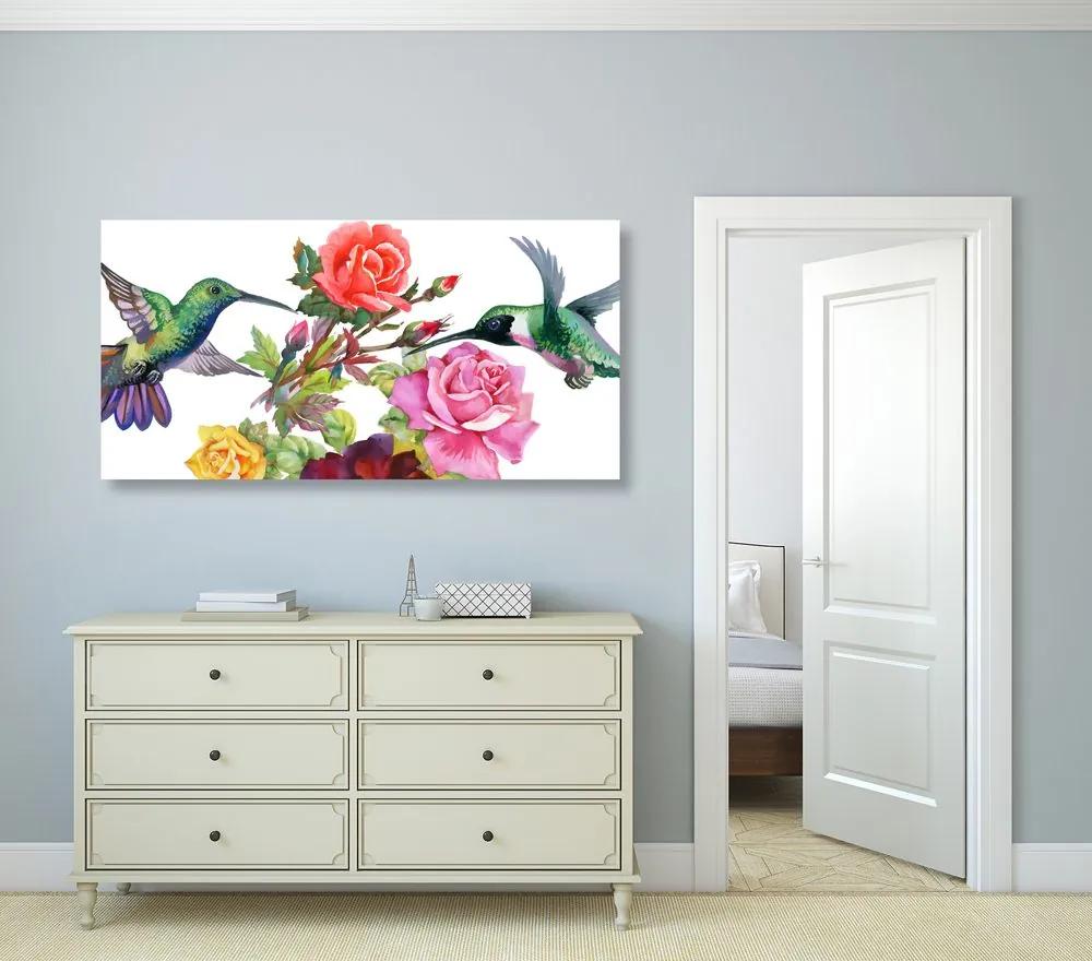Εικόνα κολίβρια με λουλούδια - 120x60