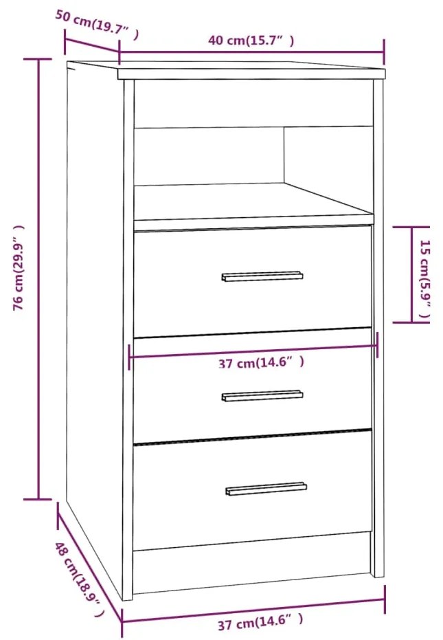 Συρταριέρα Γκρι Sonoma 40 x 50 x 76 εκ. από Επεξεργασμένο Ξύλο - Γκρι