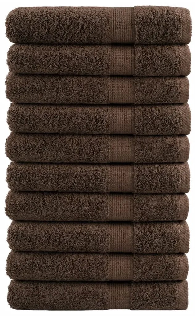 vidaXL Πετσέτες Premium SOLUND 10 τεμ. Καφέ 100x200 εκ. 600 γρ./μ²