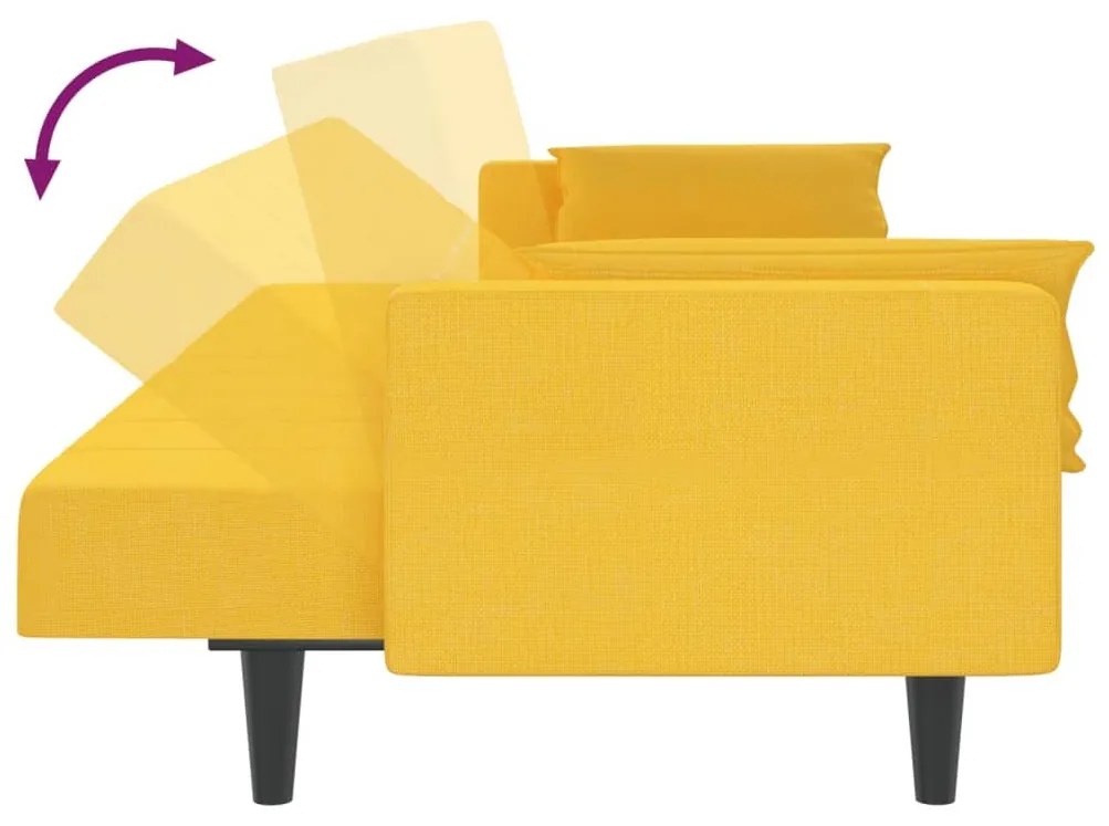 Καναπές Κρεβάτι Διθέσιος Κίτρινος Υφασμάτινος με Δύο Μαξιλάρια - Κίτρινο