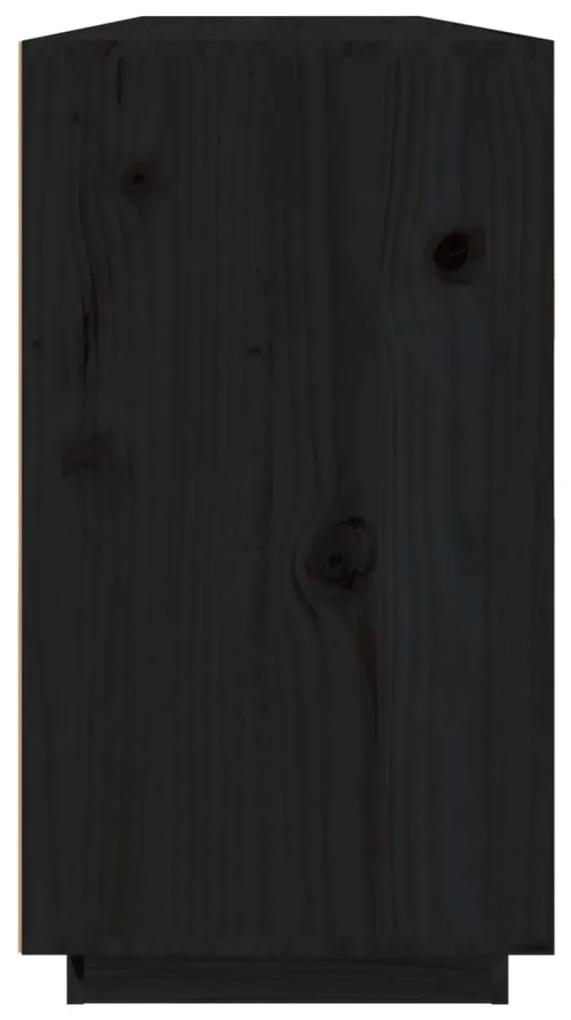Συρταριέρα Μαύρη 100 x 40 x 75 εκ. από Μασίφ Ξύλο Πεύκου - Μαύρο