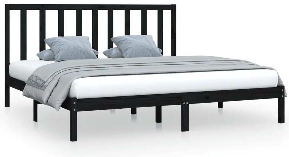 vidaXL Πλαίσιο Κρεβατιού Μαύρο 200 x 200 εκ. από Μασίφ Ξύλο Πεύκου