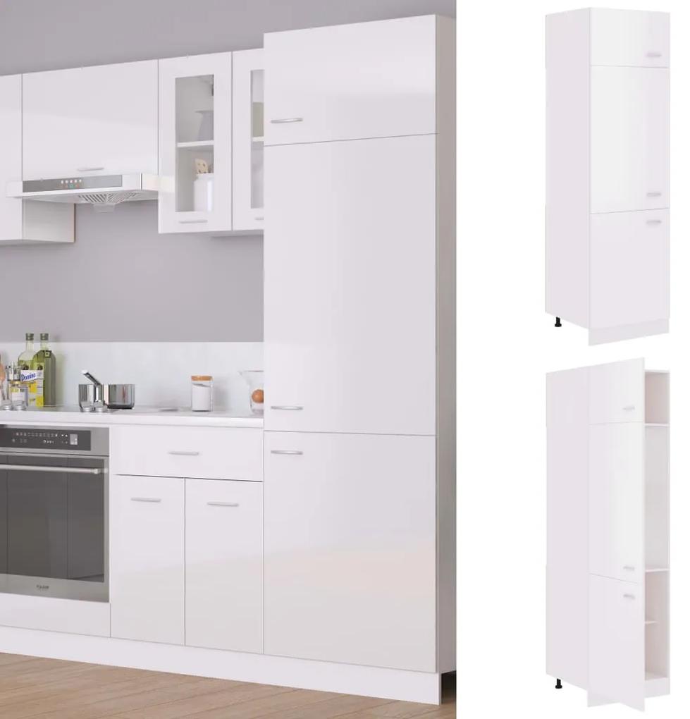 Ντουλάπι Ψυγείου Γυαλιστερό Λευκό 60x57x207 εκ. Μοριοσανίδα