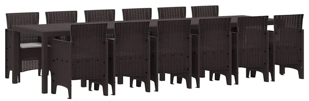 vidaXL Σέτ φαγητού για κήπο 13 pcs Καφέ Rattan Polt