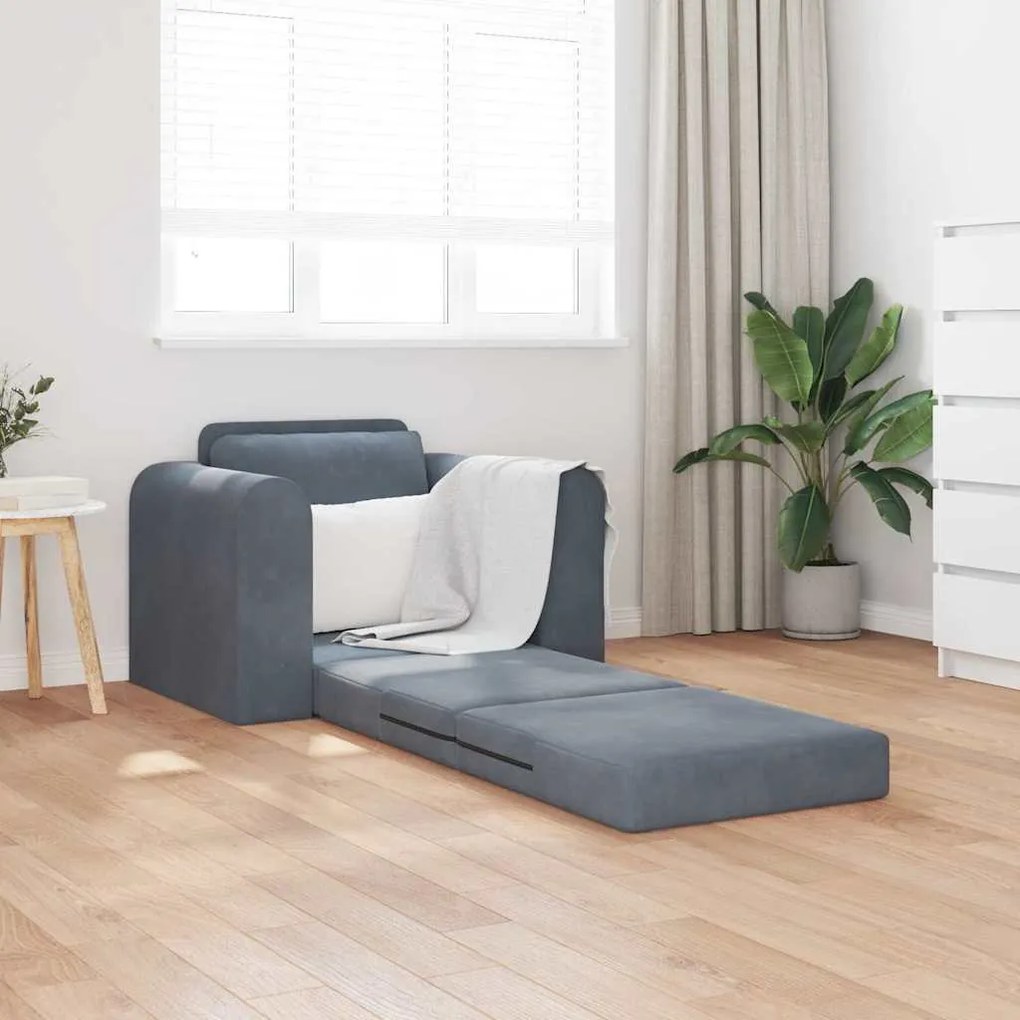 vidaXL Κρεβάτι καναπές Σκούρο γκρι 98 x 71 x 83 εκ. Βελούδο