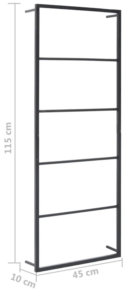 vidaXL Βάση για Πετσέτες Επιτοίχια Μαύρη 45 x 10 x 115 εκ. Ατσάλινη