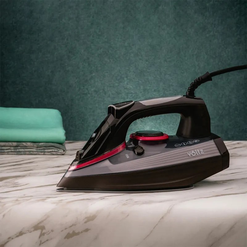 Σίδερο ατμού Voltz V51050D, 2600W, Αυτοκαθαριζόμενο, Στεγνό σιδέρωμα, Κεραμική επίστρωση, Μαύρο