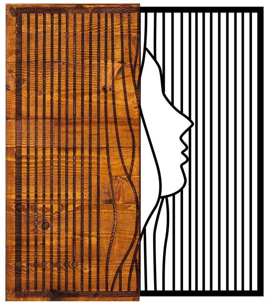 Διακοσμητικό Τοίχου Esaret 899SKL1282 48x58cm Walnut-Black Wallity Μέταλλο,Ξύλο
