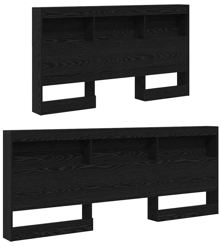 vidaXL Κεφαλάρι Αποθήκης με ράφι Μαύρη δρυς 160 cm Επεξεργασμένο ξύλο