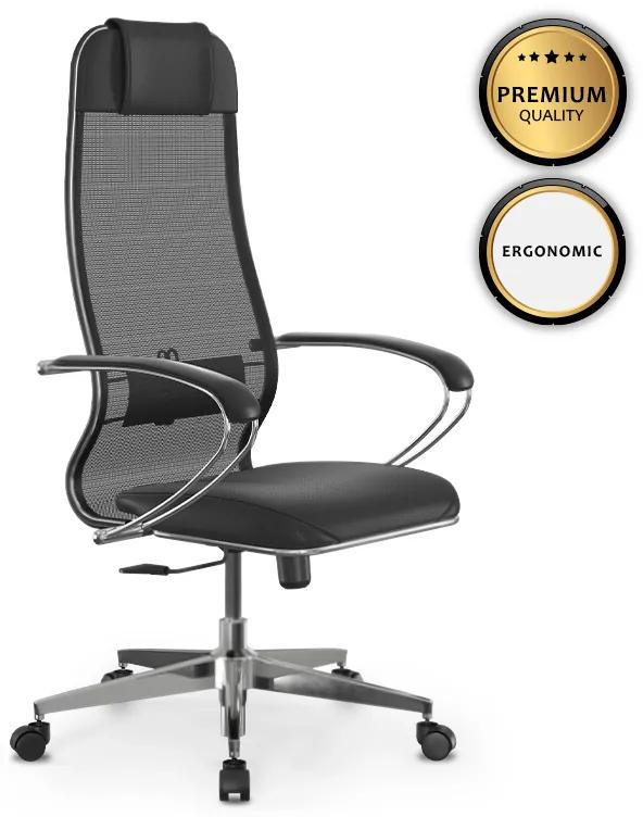 Καρέκλα γραφείου Sit-1031672 Megapap εργονομική με διπλό ύφασμα Mesh και τεχνόδερμα χρώμα μαύρο 66x70x118/131εκ. - 0234151