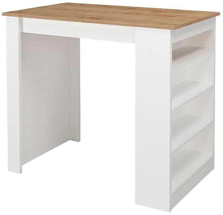 Τραπέζι μπαρ Monaco Megapap από μελαμίνη χρώμα λευκό - sapphire oak 120x51,6x101,8εκ.