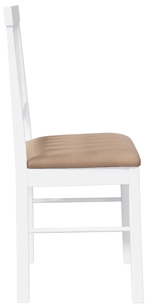 vidaXL Καρέκλες τραπεζαρίας με μαξιλάρια 2 τεμάχια Λευκό μασίφ ξύλο