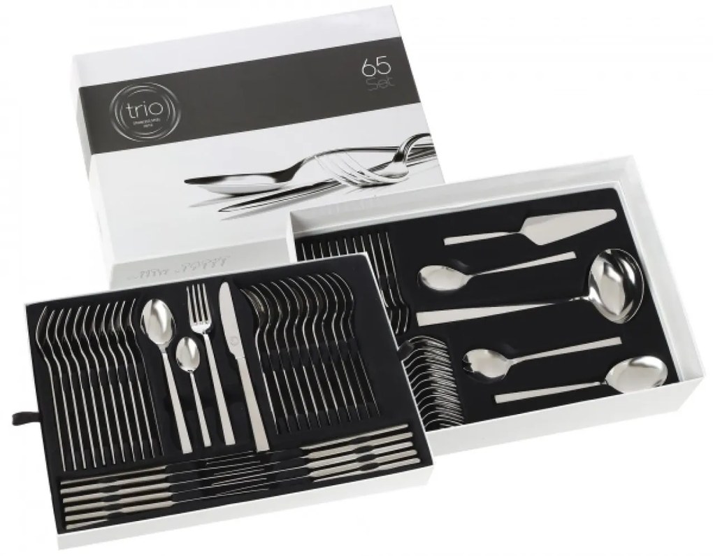 Σετ Ανοξείδωτα Μαχαιροπίρουνα Monaco 18/10 Σε Κουτί Δώρου - 3mm - Cryspo Trio - 65τμχ