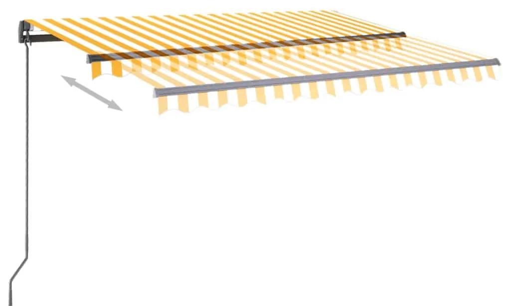vidaXL Τέντα Αυτόματη με LED & Αισθητήρα Ανέμου Κίτρινο/Λευκό 3x2,5 μ.