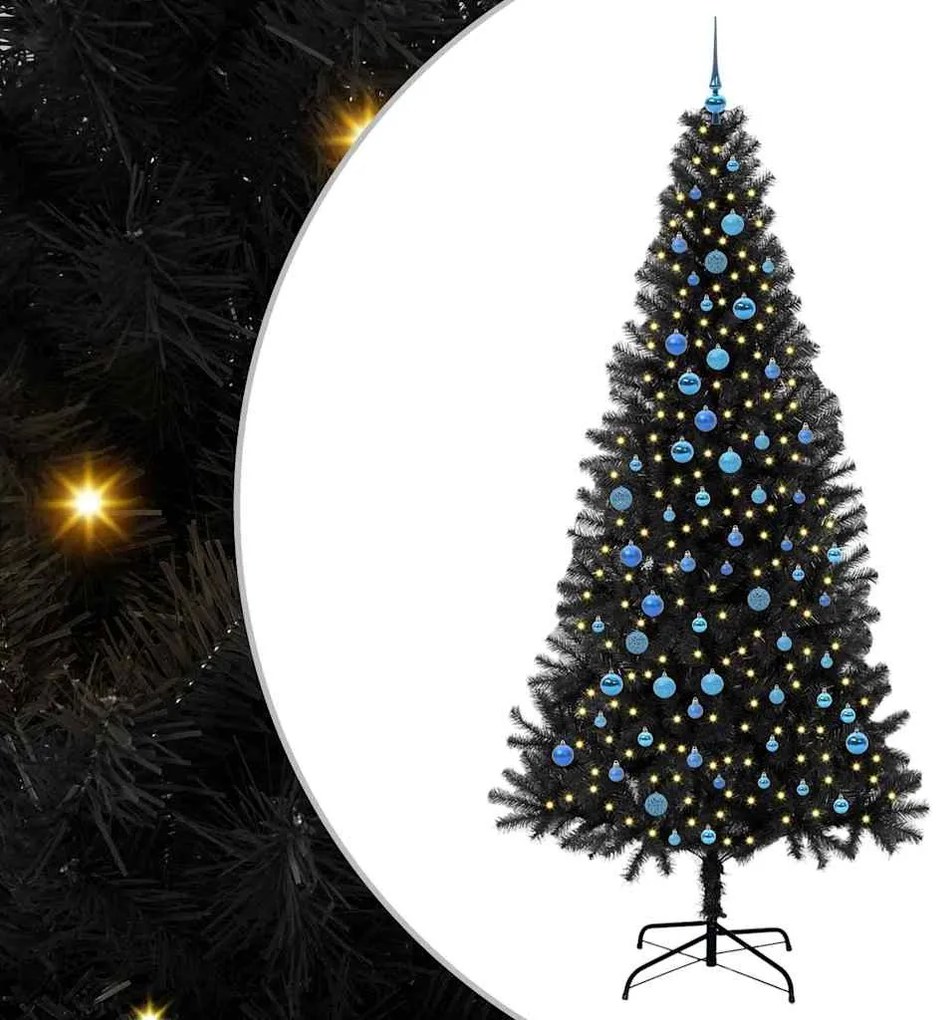 vidaXL Χριστουγεννιάτικο Δέντρο με 300 LED με βάση Μαύρο 240 cm PVC