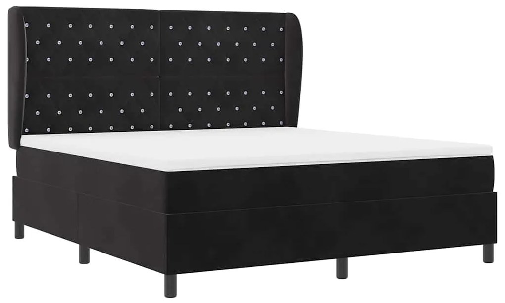 vidaXL Κρεβάτι με ελατήρια με στρώμα Μαύρο 180 x 200 cm Βελούδο