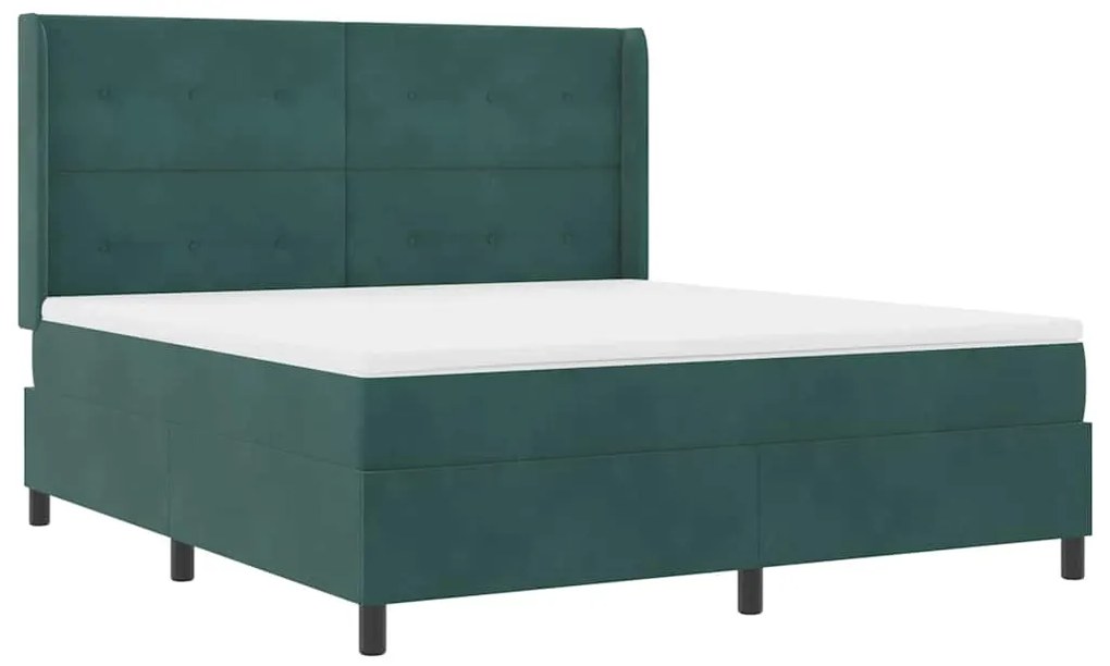 vidaXL Κρεβάτι με ελατήρια Σκούρο πράσινο 180 x 200 cm Βελούδο