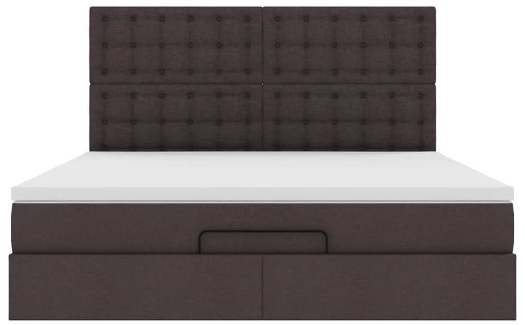 vidaXL Οθωμανικό κρεβάτι με στρώμα σκούρο καφέ 180x200cm ύφασμα