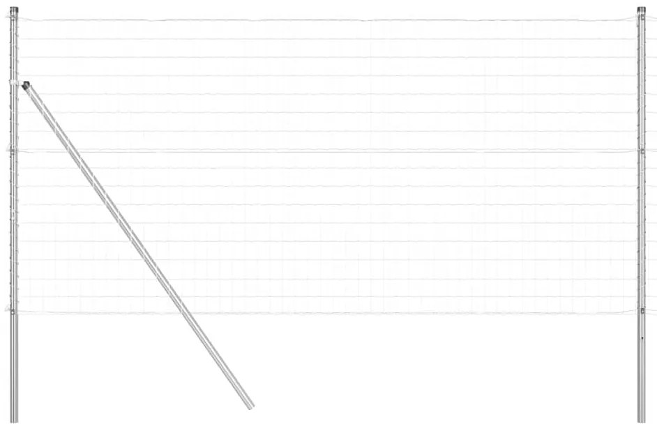 vidaXL Φράχτης με Στήλες. Ασημί 1.2 x 10 m Ατσάλι