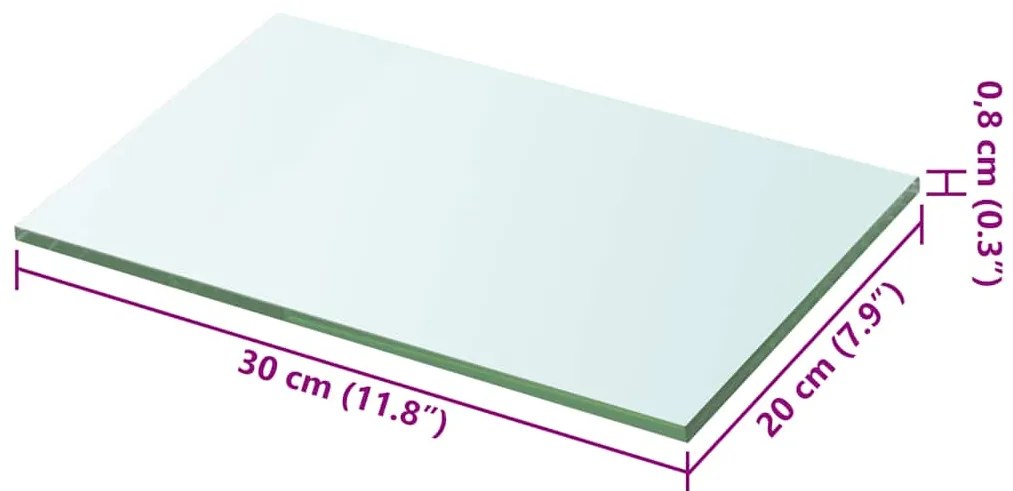 vidaXL Ράφι Πάνελ Διάφανο 30 x 20 εκ. Γυάλινο