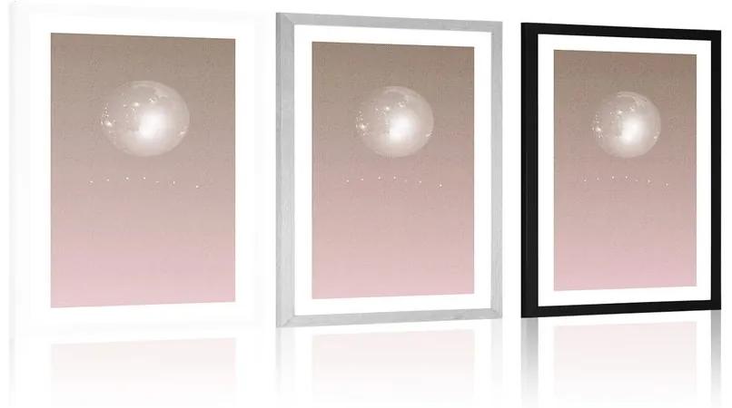 Αφίσα με παρπαστού Φεγγάρι σε απαλούς τόνους - 60x90 silver