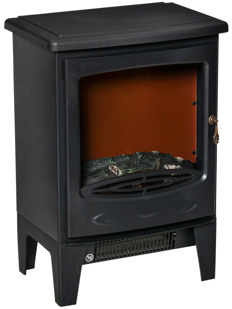 HOMCOM Ηλεκτρικό τζάκι LED αυτόνομο με εφέ φλόγας 900/1800W Μαύρο