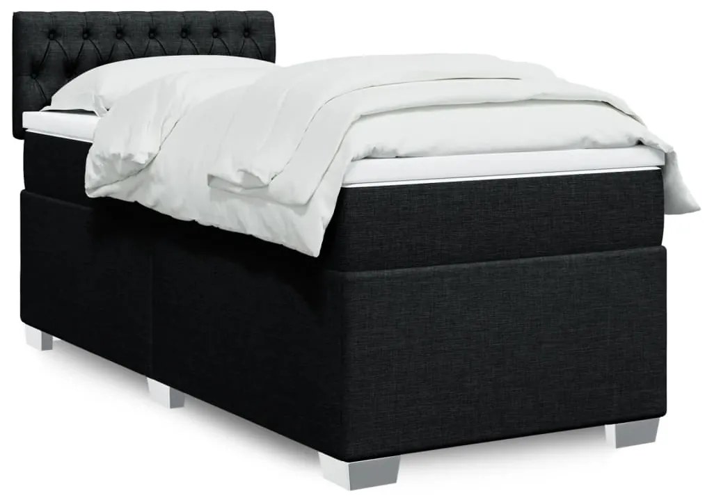 vidaXL Κρεβάτι Boxspring με Στρώμα Μαύρο 80 x 200 εκ. Υφασμάτινο