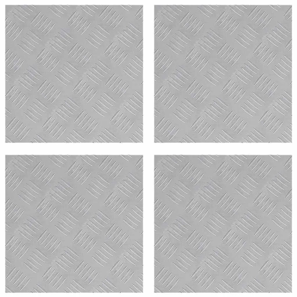 vidaXL Επιφάνειες Καρό 4 pcs Ασημί 40 x 40 cm Αλουμίνιο