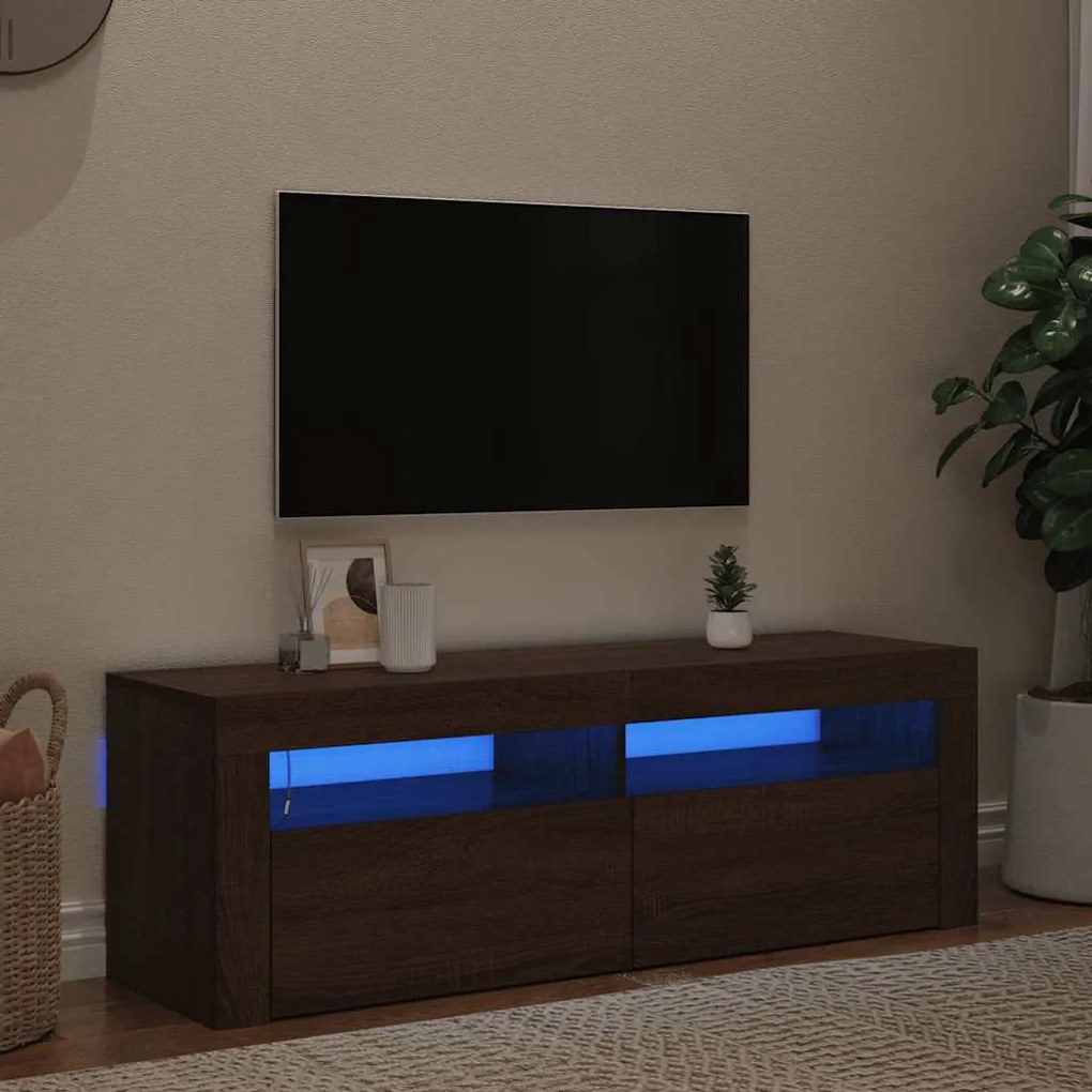 vidaXL Έπιπλο Τηλεόρασης με LED Καφέ Δρυς 120x35x40 εκ.